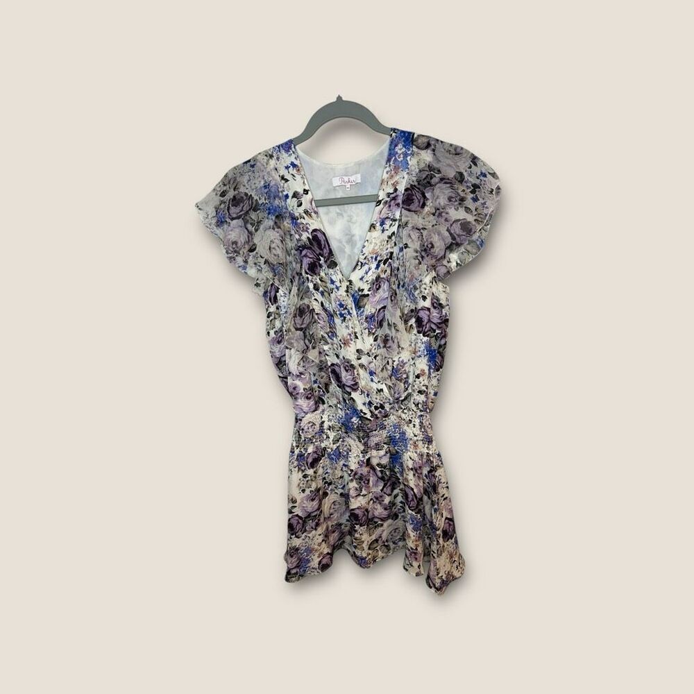 Parker White Thalia Floral Women’s Cold Shoulder Dress Size XS 100% Silk